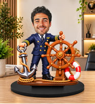 Kişiye Özel Gemi Kaptanı Biblosu – 3D Karikatür Denizci Figürü, Dümenli Kaptan Hediyesi, Dekoratif Masa Süsü