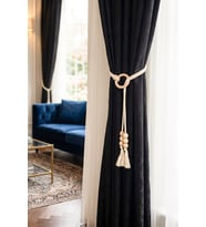 El Yapımı Ahşap Halkalı ve Boncuklu Lüks Perde Bağı - 2'li Takım
