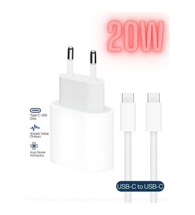 Fds iPhone Şarj Aleti - Adaptör - Kablo - Type-C 20W iPhone 15 Pro 16e 16 Plus 17 Pro Max