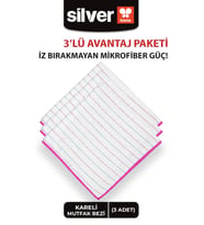 40x40 cm Overloklu Mutfak Bezi Çizgili Kareli Pembe Emici Temizlik Bezi 3 Adet