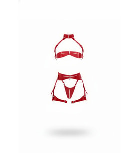 Mulvxbrf Brf02 Kırmızı Göğüs Harness Parlak Deri Tokalı Vücut Takımı - Brf1405 (Mulvix)
