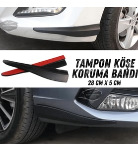 Üniversal Esnek Tampon Köşesi Koruma Bandı Tampon Köşe Koruyucu Şerit Yumuşak 2 Parça Siyah 28 cm