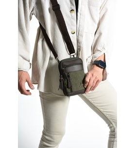 M 420 Mega Bag Çok Gözlü Küçük Günlük Omuz / Çapraz Çanta Yeşil-Kahve