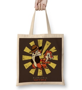 Chip N Dale Retro Japanese Bez Çanta Uzun Saplı