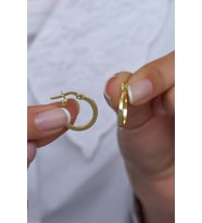 925 Ayar Gümüş 15 mm Gold Tamtur Küpe