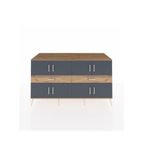Kronos Konsol 4 Raflı 2 Çekmeceli 8 Kapaklı 176x59x99 Çam-Antrasit/Çam