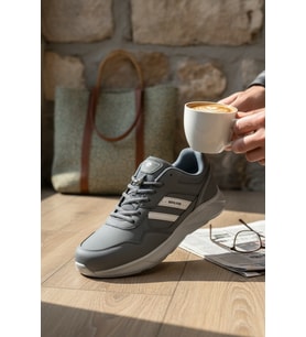Enoch Erkek Füme Deri ve Tekstil Karışımlı Büyük Numara Spor Ayakkabı (45-50)