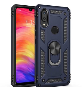 Huawei Y7 Prime 2019 Kılıf Metal For Car Yüzüklü Standlı Military Ring Serisi (Lacivert)
