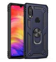Huawei Y7 Prime 2019 Kılıf Metal For Car Yüzüklü Standlı Military Ring Serisi (Lacivert)