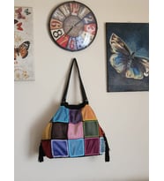 Büyük Boy Patchwork Çok Renkli Çanta
