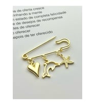 İskoç İğnesi Yaka İğnesi Altın Renk Broş Charmlı İğne Çengelli İğne Kalp Balık Deniz Yıldızı (Gold)