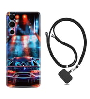 Tecno Pova 4 Kılıf Silikon Boyun Askılı İpli Desenli Silikon Neon Cars 1724