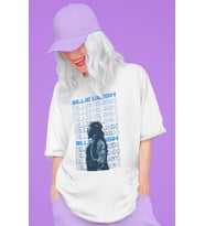 Tasarım Billie Eilish Baskılı Unisex Oversize Şarkıcı Tişört