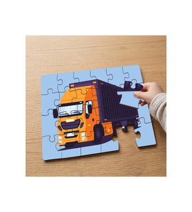 Turuncu Kamyon Tasarımlı 24 Parça Ahşap Çocuk Puzzle MPK0720