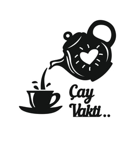 Mutfak Duvar Süsü Çay Vakti Yazılı Demlik