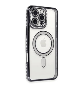 Apple İphone 16 Pro Kılıf Joke Simli Magneticsafe Kılıf - Siyah