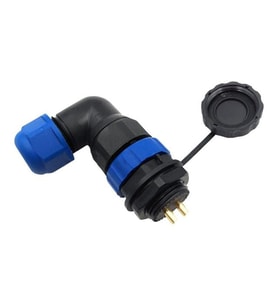 SD20 Su Geçirmez 2 Pin 20 Mm Yuvarlak Konnektör 90° Dirsek