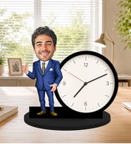 Kişiye Özel Masa Saati Fotoğraflı Karikatürlü Saat – İş Adamı Temalı Erkeğe Hediye Patron Yönetici İş Adamı Hediyesi