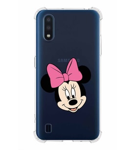 Samsung Galaxy A01  Köşe Korumalı Antişok Kapak Minnie Mouse Tasarımlı Şeffaf  Kılıf