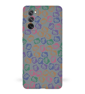 Samsung Galaxy S20 FE Uyumlu Lansman Kılıf Hello Kitty Tasarımlı İçi Kadife Kapak-Gri (Şeffaf)