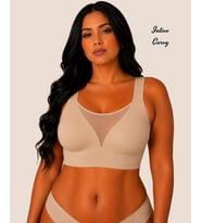 Intive Curvy Büyük Beden Lazer Kesim Dikişsiz Kalın Askılı Önü Tül Detaylı Sütyen (XL-4XL)