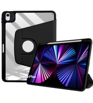 Apple iPad Air 13inç M2/M3 Kılıf Termik Kalem Bölmeli Dönebilen Standlı Case A28 (Siyah)