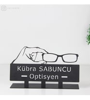 Optisyen İsimlik - Metal Masa İsimliği - Hediye Masaüstü İsimlik