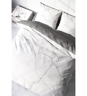 Lastikli Çarşaflı %100 Pamuk Saten Çift Kişilik Nevresim Takımı Lux Marble