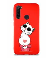 Xiaomi Redmi Note 8 Soft Premier Kapak Coolcat Tasarımlı Silikon Kılıf - Kırmızı (Şeffaf)