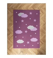 MEKTA HOME BEBEK VE ÇOCUK ODASI Lila Bulut Desenli Halı