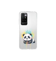 Redmi 10 2022 ile Uyumlu Splash Panda Tasarımlı Şeffaf Silikon Kılıf