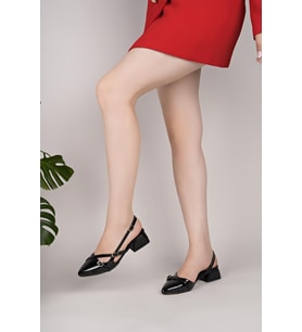Nesil Shoes Senyo 250 Siyah Rugan Tokalı Kadın Sandalet
