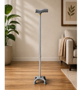 Metal 4 Ayaklı Ayarlanabilir Destek Bastonu T Saplı Ergonomik Kaymaz Taban 102 Cm