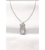 316L Çelik Silver Renk Zirkon Taşlı Kalpli Fiyonk Kolye 5886 - HPSBYI4743-7488