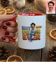 Kişiye Özel Karikatürlü Erkek Doktor Kupa Bardak Tıp Bayramı Hediyesi