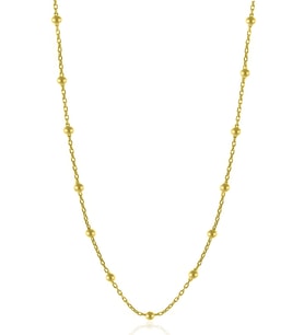 CMD Kadın Gümüş Top Top Zincir 24 Ayar Altın Kaplama Toplu Kolye Özel 1.2mm Mücevher (Gold)