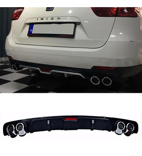 Seat İbiza STW Siyah Difüzör 4 Krom Egzoz Görünümlü Difizör Arka Ek Body Kit