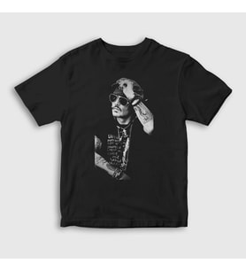 Presmono Unisex Çocuk Siyah Poster Johnny Depp T-Shirt 325882tt