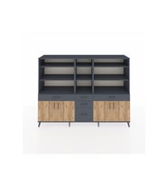 Hyperion Dolap 11 Raflı 5 Çekmeceli 4 Kapaklı 220x44x163 Antrasit-Çam/Antrasit