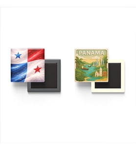 Buzdolap Magnetleri - Panama Bayrağı ve Paper Cut Tema - 2'li Set Magneti