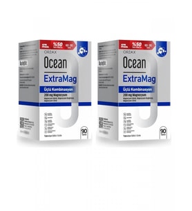 Ocean Extramag 90 Tablet 6 Aylık Magnezyum Destek Paketi 2'li KOFRE