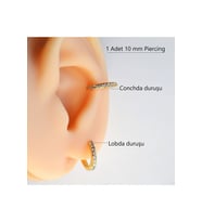 10 mm Gold Renk Taşlı Halka Piercing Helix Lob Conch Kıkırdak (Çok Renkli)