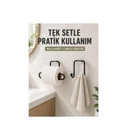 Banyo Mutfak Yapışkanlı Havlu Askılığı Rulo Kağıt Tutucu Set