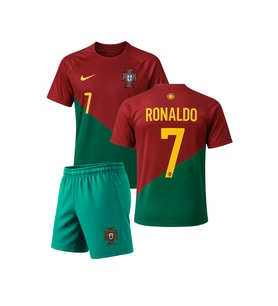 RONALDO PORTEKİZ KIRMIZI 2022 DÜNYA KUPASI 3'LÜ ÇOÇUK FUTBOL FORMA SETİ(FORMA,ŞORT VE ÇORAP)
