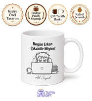Bugün Erken Çıkabilir Miyim Esprili Beyaz Yakalı Kupa Bardak Hediye