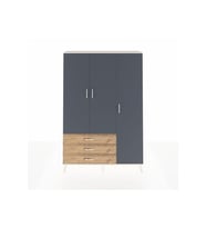 Arges Dolap 6 Raflı 3 Çekmeceli Tek Askılı 132x30x195 Aytaşı-Antrasit/Çam