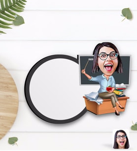 BK Gift Kişiye Özel Kadın Öğretmen Karikatürlü Ahşap Bardak Altlığı-2
