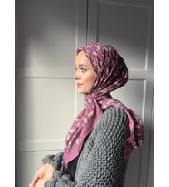 Modakaşmir Çiçek Baharı Desen Bambu Eşarp (Mürdüm)