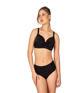 Endeep Kadın Büyük Beden Destekli Büzgü Detaylı Siyah Bikini Takımı