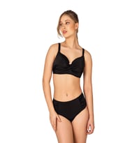 Endeep Kadın Büyük Beden Destekli Büzgü Detaylı Siyah Bikini Takımı